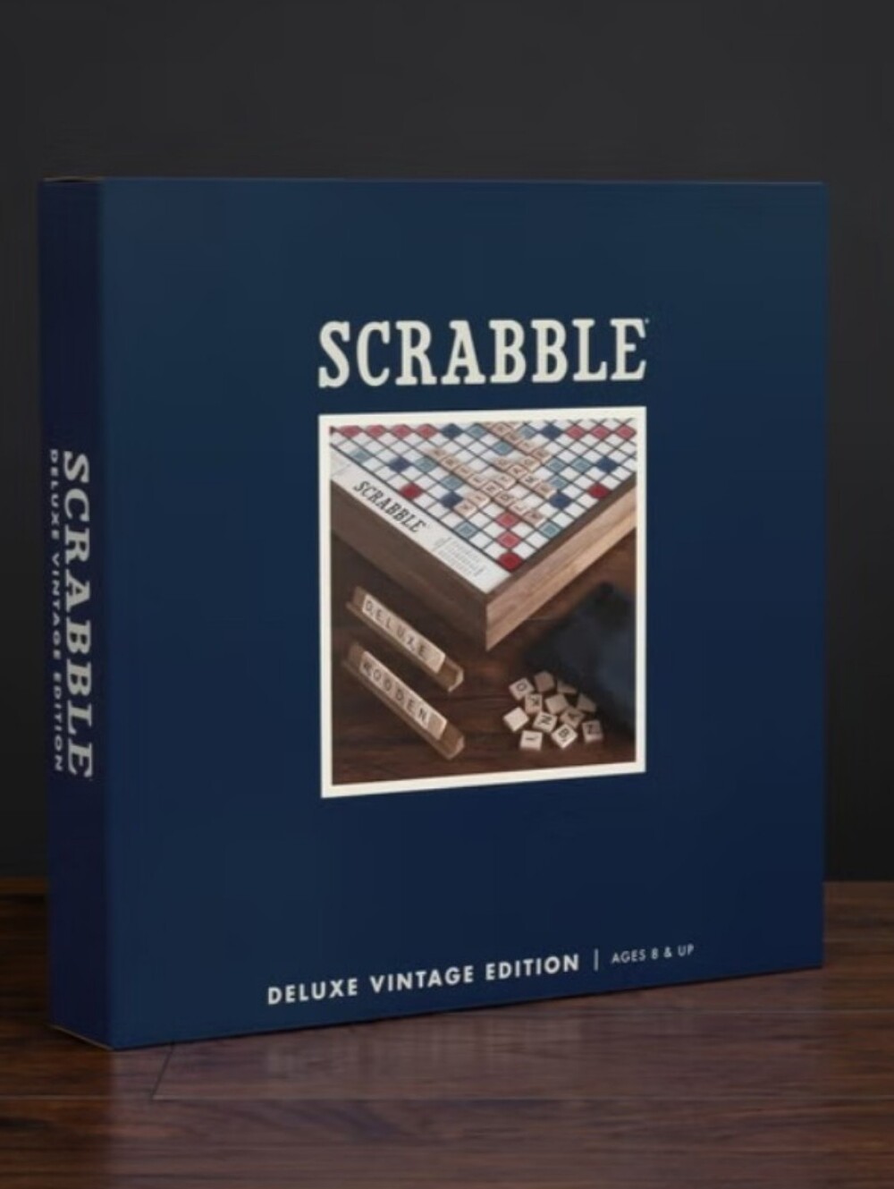Scrabble Deluxe Vintage Wood Game Set With Lazy Susan